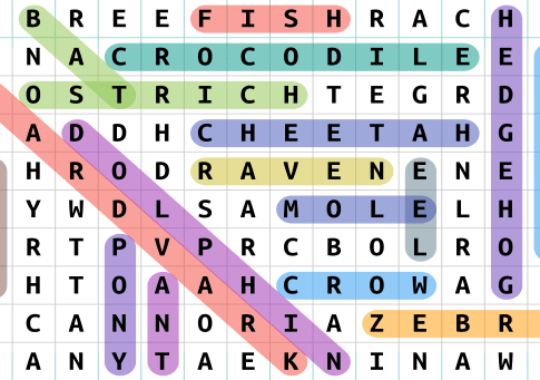 Word Searches - permainan kosakata bahasa inggris